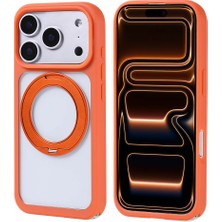 StilStoreTr iPhone 17 Pro Kılıf M-Safe Şarj Özellikli Standlı Stsr Piza Silikon Kapak - Turuncu