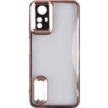 Redmi Note 12S Kılıf Kamera Korumalı Logo Gösteren Zore Omega Kapak - Rose Gold