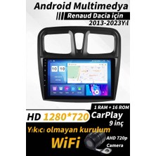 Conio Renault Dokker 2013-2023 Uyumlu 1gb Ram 16GB Rom Android Kablosuz Carplay Navigasyon 9 Inç Ekran