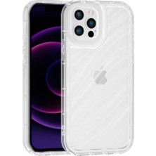 Vissona iPhone 12 Pro Uyumlu Telefon Kılıfı Kamera Çıkıntılı Kabartmalı Parlak Desenli Darbe Emici Silikon K