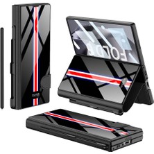 ​galaxy Z Fold 6 Kılıf Kamera Korumalı Kartlıklı Kalem Bölmeli Stsr Kıpta Çizgili Droga Kılıf-Siyah