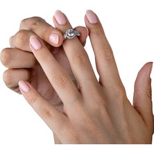 925 Ayar Gümüş Taşlı Yuvarlak Kesim Tektaş Yüzük