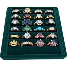 Megass Dekor Süet Kumaş Yeşil Renk 15 cm 15 cm Yüzük Sergileme Standı