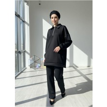 Moda Paketi Scuba Fermuarlı Oversize Tesettür 2li Takım