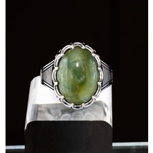 Yıldırım Yeşil Doğal Taşlı Klasik Form 925 Ayar Gümüş Erkek Yüzük