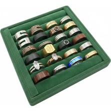 Megass Dekor Süet Kumaş Yeşil Renk 15 cm / 15 cm Yüzük Sergileme Standı