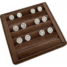 Megass Dekor Süet Kumaş Kahve Renk 15 cm / 15 cm Yüzük Sergileme Standı