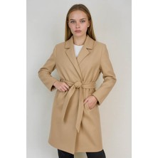 Ohepmoda Kemerli Kadın Kaşe Kaban