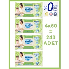 Molfix Izotonik Sulu Islak Mendil Ferah Temizlik 4'lü (240 Adet)