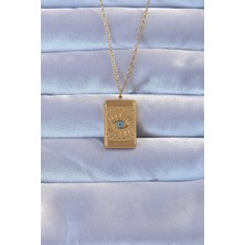 Inure Jewelry 316L Altın Renk Işlemeli Nazarlı Göz Model Vintage Kolye