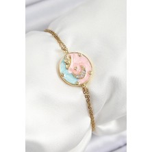 Inure Jewelry 316L Çelik Zincir Mineli Sanatsal Portre Zirkon Taşlı Gezegen Model Gold Renk Kadın Bileklik