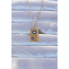 Inure Jewelry 316L Altın Renk Işlemeli Nazarlı Vintage Kolye