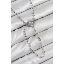 Inure Jewelry Pirinç Zirkon Taşlı Yonca Model Gümüş Renk Kadın Y Kolye