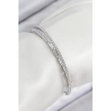 Inure Jewelry Pirinç Zirkon Taşlı Su Yolu Model Gümüş Renk Kadın Bileklik