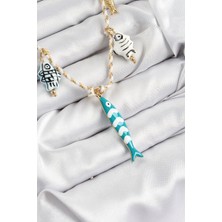Inure Jewelry Seramik Motifli Balık Figürlü Model Krem Ip Kadın Kolye