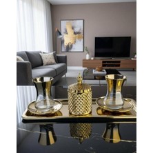 Rova Tr Lüks 2 Adet Çay Bardağı 1 Adet Çok Amaçlı Şekerlik 1ADET Tepsi 2 Kişilik Set