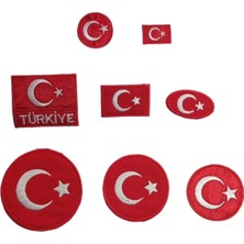 Seçilir Türk Bayrağı 8'li Arma Seti - Ütüyle Yapışan Nakışlı Patch Paketi - Karışık Boyut ve Modeller