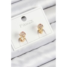 Inure Jewelry Pirinç Zirkon Taşlı Dondurma Model Gold Renk Çocuk Küpe