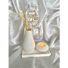 Dikdörtgen Tepsi Oval Vazo ve Mumluk&tütsülük Set