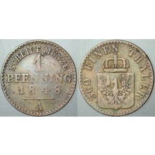 Banknoting Almanya Prusya 1 Pfennıng 1848 A= Berlin Darbı.