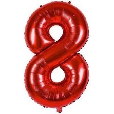 BenimMarifetlerim 8 Rakamı Kırmızı Folyo Balon 40 Inch 90 cm