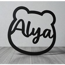 Pelince Kişiye Özel Isimli Ayıcık Makrome Kasnağı - Bebek ve Çocuk Odası Kapı Süsü Isimliği - Dekoratif Ayı Figürlü Duvar Süsü Makrome Malzemesi - Hastane Odası Kapı Isimliği (20X20 Cm)