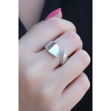 Inure Jewelry Gümüş Renk Zirkon Taşlı Kadın Yüzük