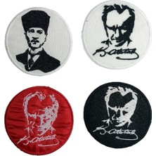 Be Beauty Mustafa Kemal Atatürk 4'lü Yama Arma Seti - Ütüyle Yapışan Nakışlı Patch Paketi