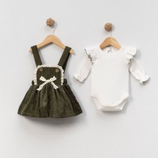 Çakar Bebe Kız Bebek Kadife Jile Elbise Takım