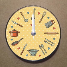 Bsb Mutfak Temalı Magnet Saat Buzdolabı Süsü Duvar Saati 10,5cm MS9017