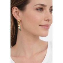 Mira Gold Renk Paslanmaz Çelik Mineli Sallantılı Küpe