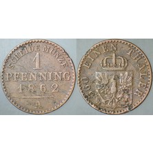 Banknoting Almanya-Prusya Krallığı 1 Pfennıng 1862 A= Berlin Darbı.