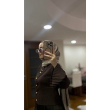 Semra İlhan Bisiklet Yaka Düğmeli Ispanyol Kol Triko Hırka Kahverengi