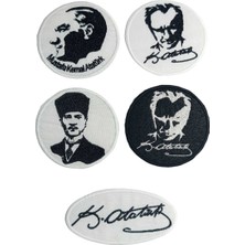 Be Beauty Mustafa Kemal Atatürk 5'li Yama Arma Seti - Ütüyle Yapışan Nakışlı Patch Paketi