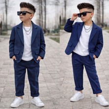 Kokoş Bebe Erkek Çocuk Pamuklu Keten Ceket Pantolon 2’li Takım -  3/10 Yaş - 31626