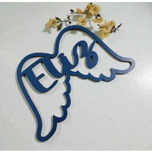 Pelince Kişiye Özel Isimli Melek Kanadı Makrome Kasnağı - Bebek ve Çocuk Odası Kapı Süsü Isimliği - Dekoratif Kanat Figürlü Duvar Süsü Makrome Malzemesi - Hastane Odası Kapı Isimliği (33X20 Cm)