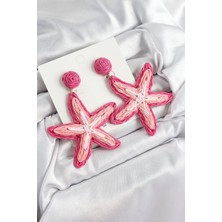 Inure Jewelry Pirinç Pembe Deniz Yıldızı Model Gold Renk Kadın Hasır Küpe