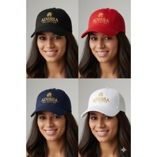 adissa collection Luxury 4'lü Renk Seçenekli Şapka Seti - Süet Görünümlü 16/12 Gabardin Unisex Cap | Gold Nakışlı Karma Paket