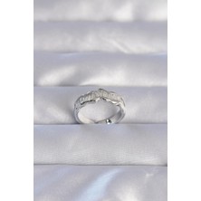 Inure Jewelry Pirinç Gümüş Renk Zirkon Taşlı Dalgalı Su Yolu Model Ayarlanabilir Yüzük