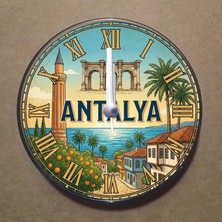 Bsb Antalya Temalı Magnet Saat Buzdolabı Süsü Duvar Saati 10,5cm MS1011