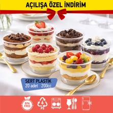 20’li Ayaklı Kase, Mika Sert Plastik Şeffaf, 200CC Tatlı Meze Salata Çerez Dondurma