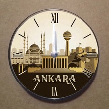 Bsb Ankara Temalı Magnet Saat Buzdolabı Süsü Duvar Saati 10,5cm MS1007