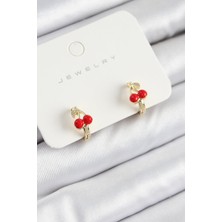 Inure Jewelry Pirinç Kiraz Model Gold Renk Çocuk Küpe