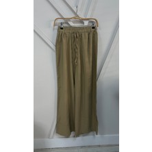 Semra İlhan Bol Paça Dökümlü Pantolon Açık Haki