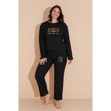 Wordex Mirano 9010 Havlu Kumaş Ayıcık Nakışlı Kışlık Kadın Eşofman Pijama Takımı