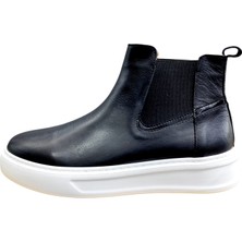 Güvener Hakiki Deri Hafif Yarım Bot Siyah