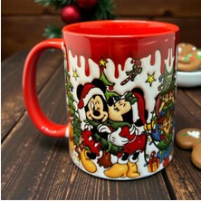 Kaygusuz Disney Mickey ve Minnie Mouse Yılbaşı Temalı Kupa Bardak - Özel Tasarım Porselen