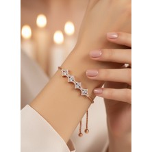 Keskin Gümüş Gümüş Işıltılı Kutup Yıldızı Tasarım Gold Kadın Ayarlı Bileklik Doğum Günü Hediye