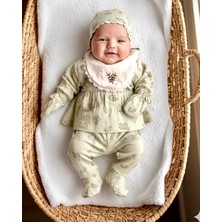 Beren %100 Pamuk Organik Müslin 5'li Hastane Çıkışı-Agua Nil Dantel Detaylı