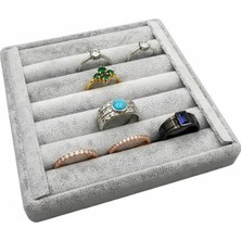 Megass Dekor Süet Kumaş Gri Renk 15 cm / 15 cm Yüzük Sergileme Standı